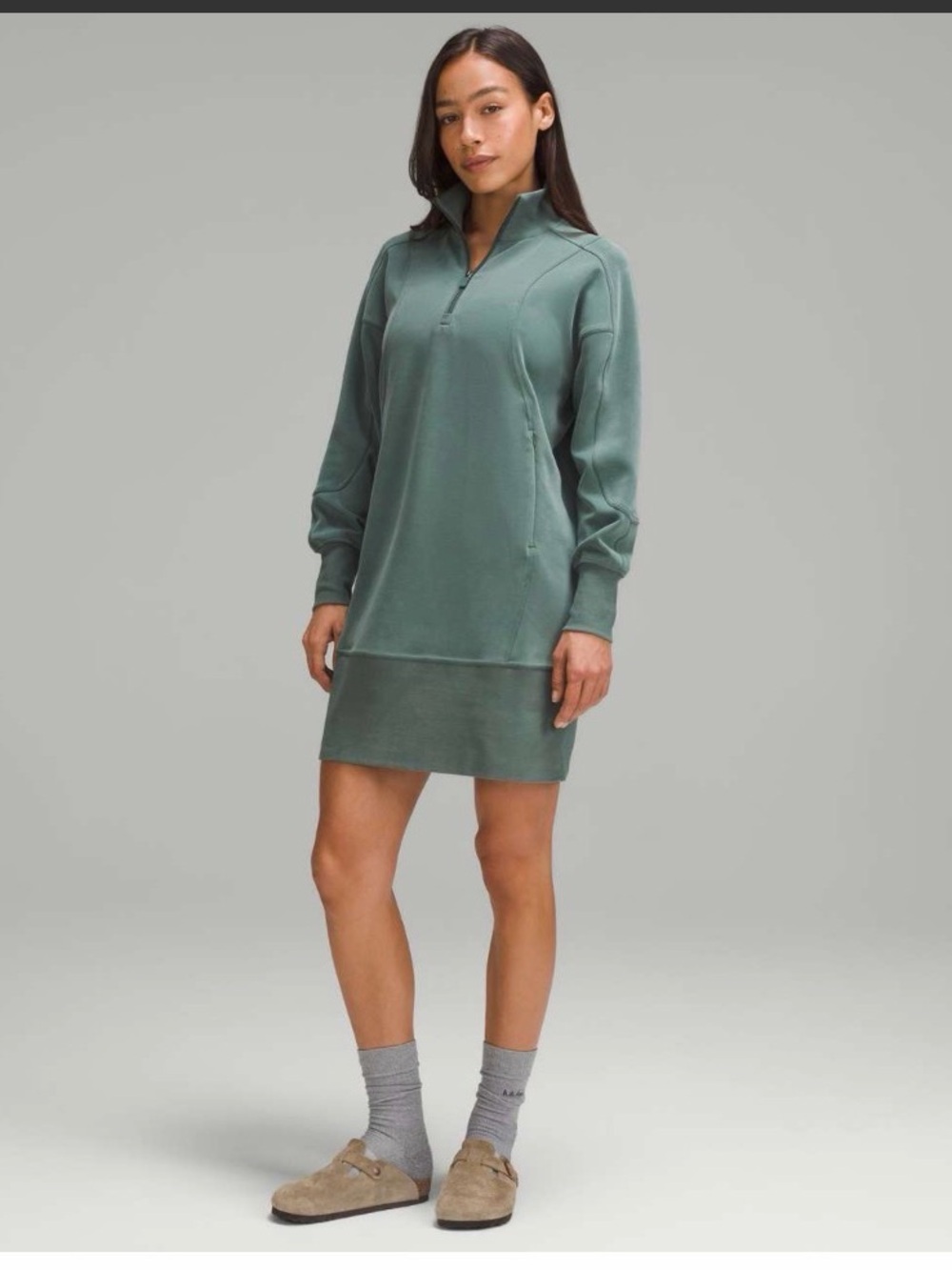 Lululemon Softstreme Long-Sleeve Half-Zip Dress - Dark Forest